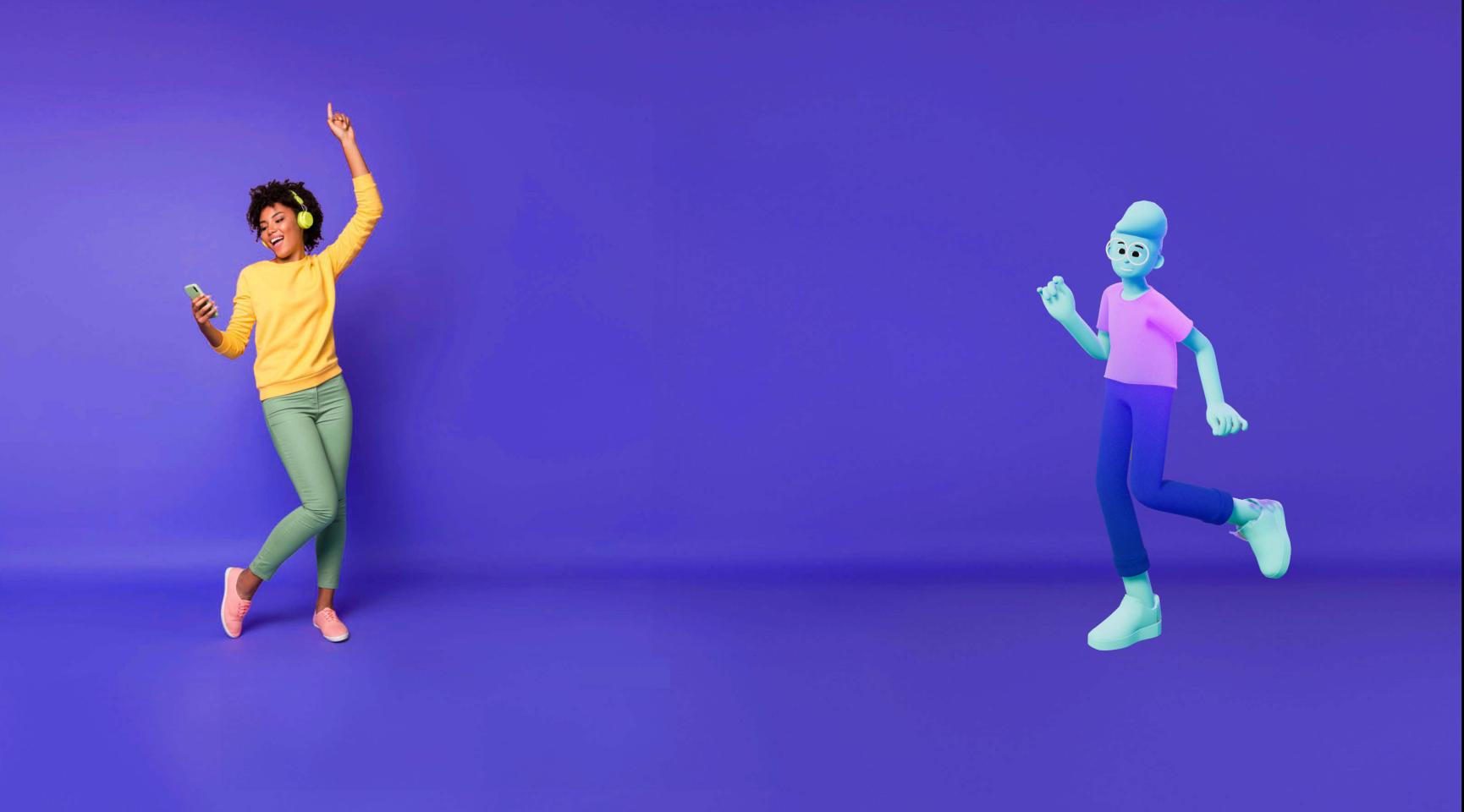 Femme écoutant de la musique avec la mascotte nutUus