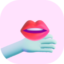 Bouche sur une main